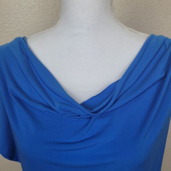 Vince Camuto Blue Blouson Drape Dress Size 6 (4681) - Picture 2 of 7
